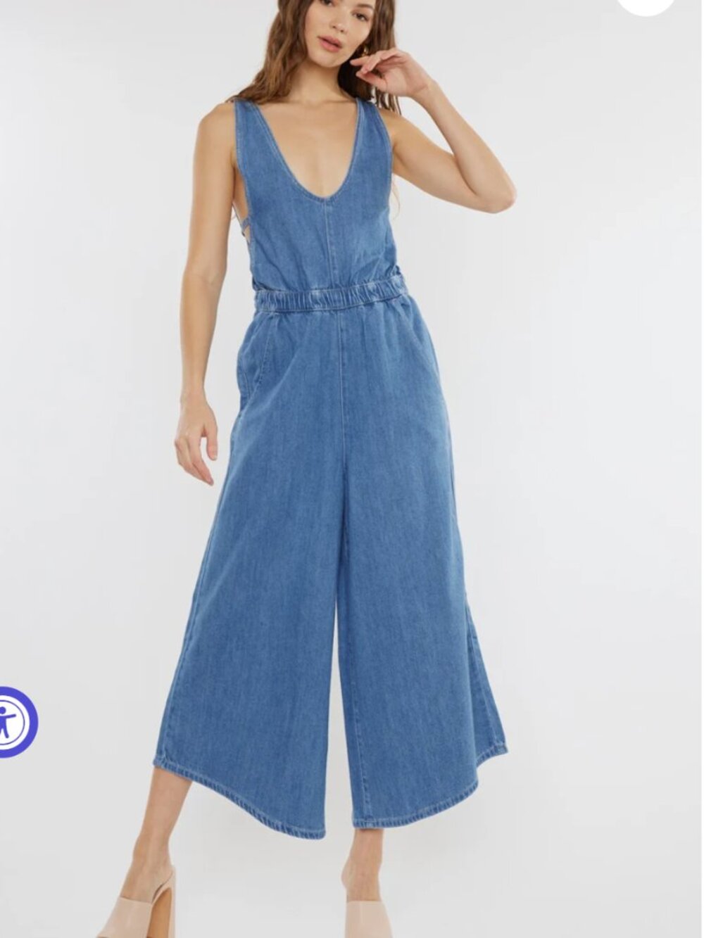 Kancan Sandria Cropped Wide Leg Overalls Size Large